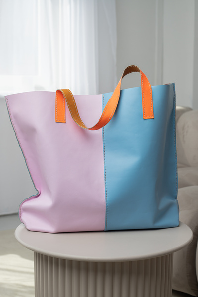 Duża torba kolorowa , torba plażowa, skórzana torebka , pastelowe kolory
