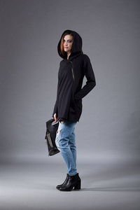 Bluza czarna , gotycki styl, płaszcz czarny damski