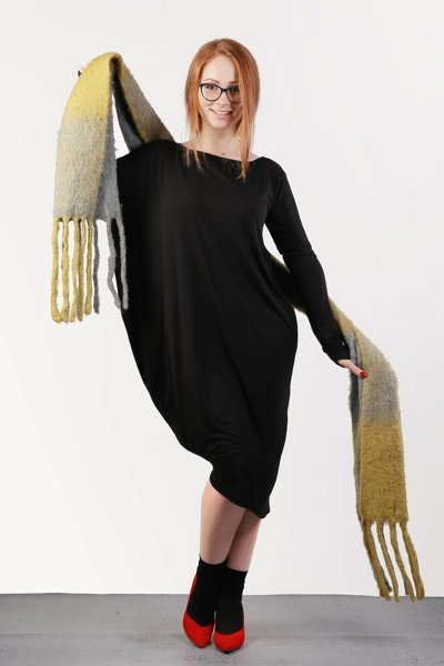 Sukienka Maxi, czarna asymetryczna, czarna luźna sukienka