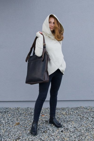 Torba skórzana, czarna duża torba skórzana, torebka aktówka, worek skórzany handmade, ręcznie robiona torba