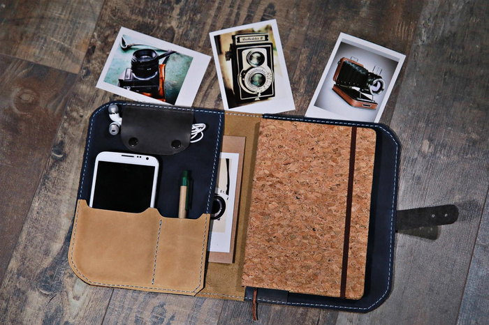 Organizer skórzany, notatnik ze skóry, handmade prezent, etui skórzane