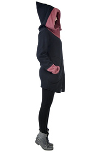 Damska Bluza, Czarna Bluza damska , Długa Bluza z kieszeniami , Bluza z kapturem, Odzież Plus Size, CyberPank, Manufaktura