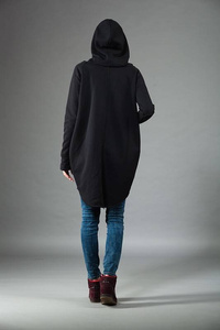 Bluza na zamek, Handmade, Ciepła bluza dłuższy tył, szerokie biodra