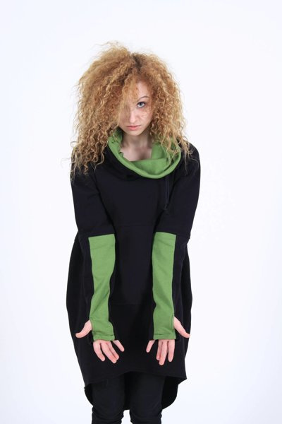 Bluza damska długa kangurka , bluza ze stójką damska , tunika  kangurek