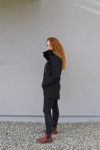 Bluza  asmyczna czarna, czarna bawełana bluza na zamek ze stójką 