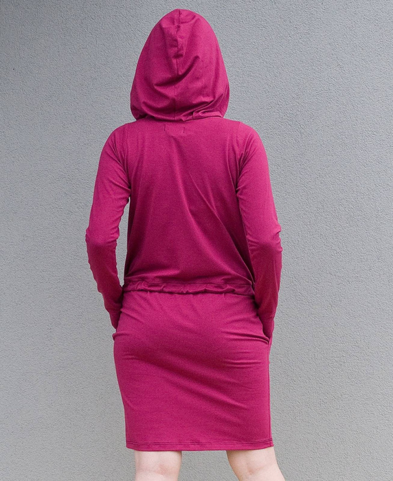 Sukienka damska z kapturem,sukienka długi rękaw, sportowa sukienka