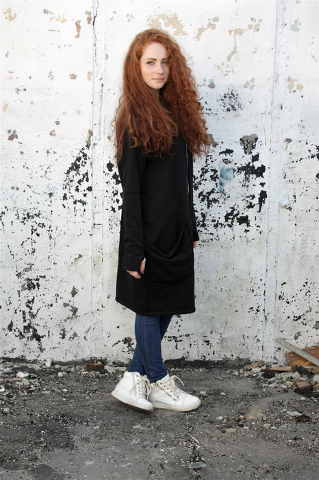 lekkie czarne damskie wdzianko, narzutka, bluza bez zapięcia