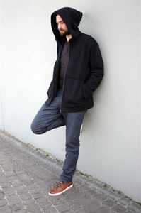 Bluza męska klasyczna zamek, bluza męska z dużym kapturem, czarny kangurek męski na zamek