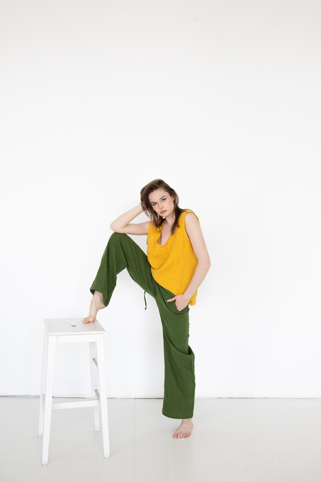 Tunika koszulka bez rękawów lniana, tunika z lnu , polski len , polski projektant