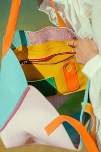 Duża torba kolorowa , torba plażowa, skórzana torebka , pastelowe kolory