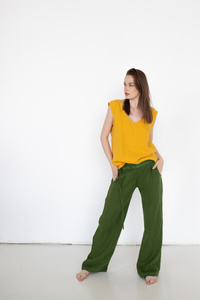 Tunika koszulka bez rękawów  lniana, tunika z lnu , polski len , polski projektant