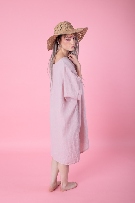 Sukienka plazowa, tunika lniana luźna.polski len, polska produkcja, polski producent, sukienka luźna z lnu