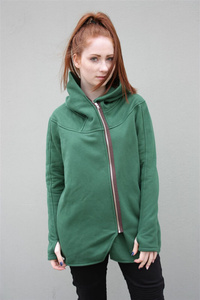Zielona bluza zapinana na boku, luźna bluza damska, Polski produkt handmade