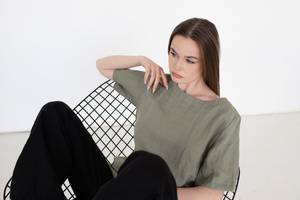 koszulka bluzka lniana , polski len, , polska marka, luźna lniana tunika damska