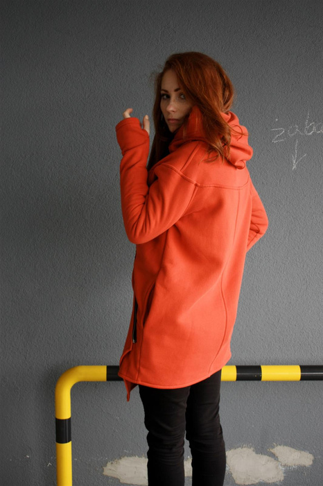 Bluza długa damska bawełniany płaszcz, bluza damska duże rozmiary, asymetryczny krój , bluza z dużym kapturem