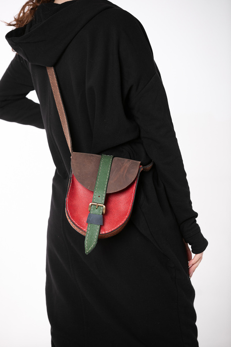 Kolorowa mała torebka skórzana, mini torebka na skos, torebka na ramię