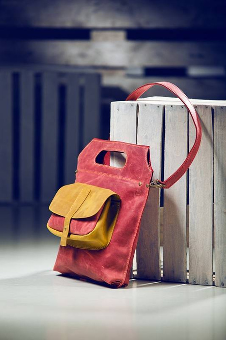 Torebka skórzana ręcznie robiona czerwona