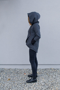 Bluza z kapturem, Asymetryczna bluza, duże rozmiary,  Bluza z zamkiem błyskawicznym, Handmade, Polski producent