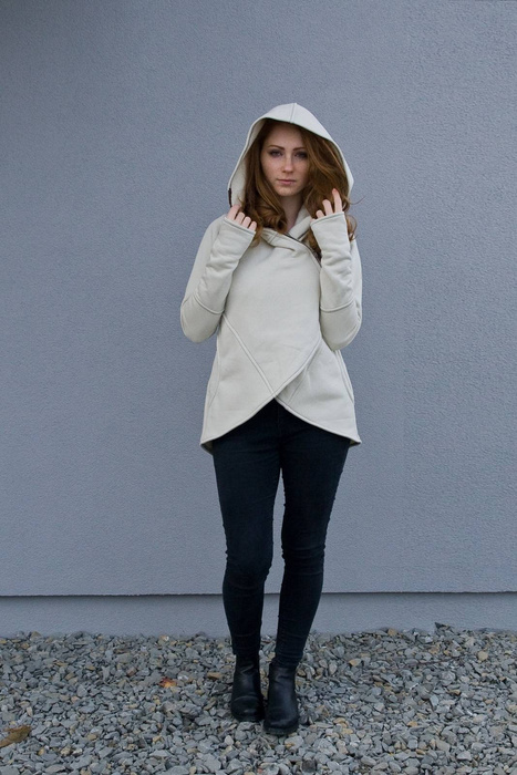 Bluza z kapturem, Asymetryczna bluza, Duże rozmiary , Bluza na zamek, bluza z dużym kapturem