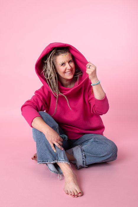 Bluza luźna wygodna z kieszeniami, oversize bluza damska , różowa bluza damska