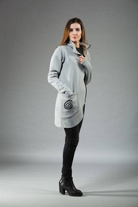 Bluza Pati, Szara bluza na zamek, Polska bawełna,