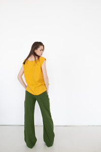 Tunika koszulka bez rękawów  lniana, tunika z lnu , polski len , polski projektant