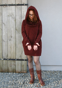 Sweter bawełniany damski, bluza bawełniana , długi sweter z kapturem 