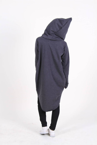 Bluza damska tunika szara długa luźna , kangurek damski