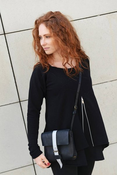 Torebka skórzana mini czarna torba