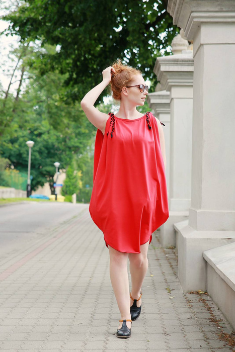 Sukienka, asymetryczna, luźna sukienka bawełniana