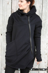 Czarna bluza damska, płaszcz damski luźny, duże rozmiary , asymetryczna bluza damska