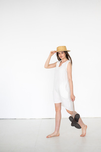 Sukienka lniana , len polski, manufaktura, sukienka z lnu , luźna jasna lniana sukienka polski projektant