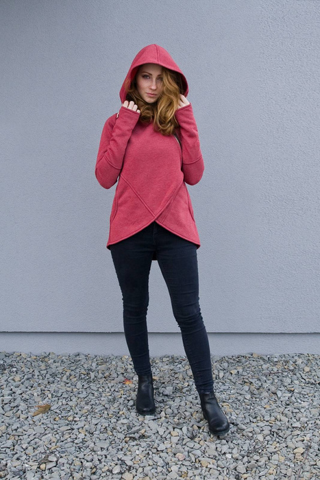 Bluza z kapturem krótka, Asymetryczny zamek, Handmade, Polski producent