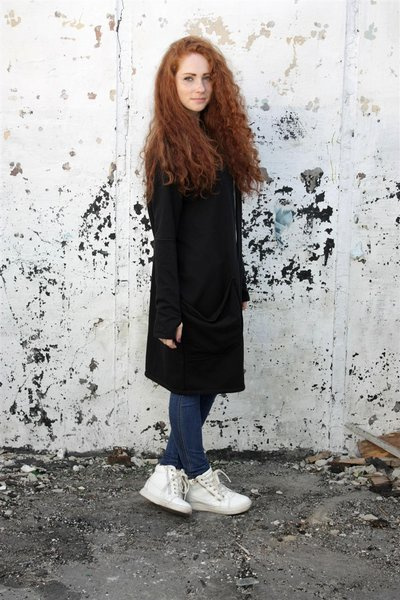 lekkie czarne damskie wdzianko, narzutka, bluza bez zapięcia