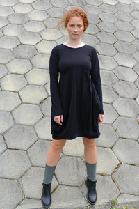 Sukienka bombka bawełniana, mała czarna lużna sukienka 