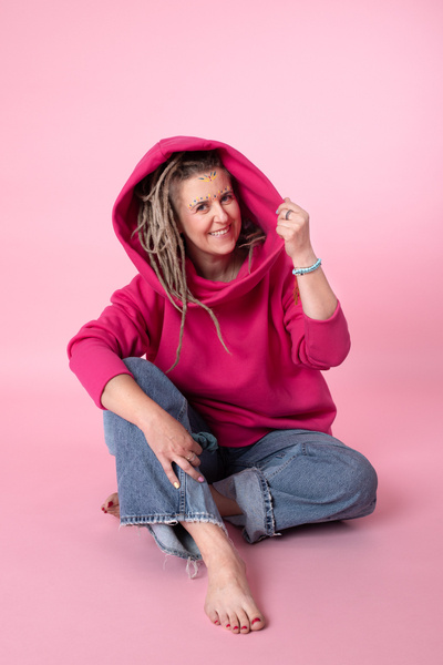 Bluza luźna wygodna z kieszeniami, oversize bluza damska , różowa bluza damska