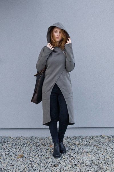 Płaszcz długi bawełniany khaki,  Polski projektant, Polska bawełna, Rękodziało