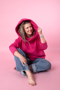 Bluza luźna wygodna z kieszeniami, oversize bluza damska , różowa bluza damska