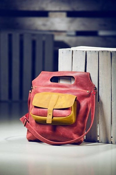 Torebka skórzana ręcznie robiona czerwona