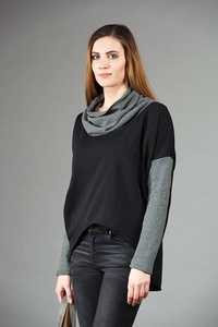 Bluza damska, krótka bluza nietoperz z golfem , bawełniany sweter